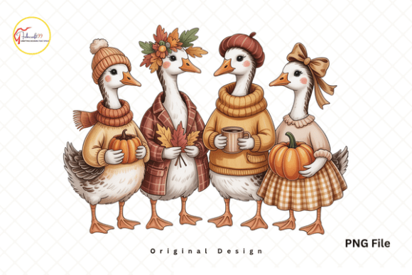 Cozy Fall Goose PNG: Your Autumn Design Essential