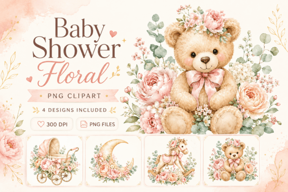 Evaluating the Baby Shower Floral PNG Clipart Set for Professional Design Projects