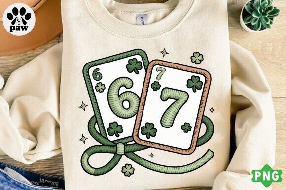 Funny 6 7 Playing Cards St Patrick's PNG Design