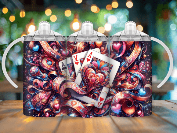 Hearts Cards Sippy Cup Kids Tumbler PNG Guide
