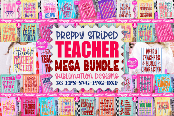 Maximizing Your Designs with the Preppy Striped Teacher PNG Bundle School Collection