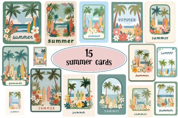 Summer Cards Clipart: Instant Tropical Vibes for Your Designs