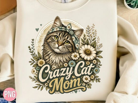 Unleash Your Creativity with the Crazy Cat Mom Floral Shirt T-shirt PNG