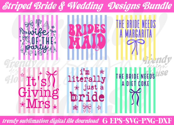 Unlock Creative Potential with the Trendy Striped Wedding Bride PNG Bundle