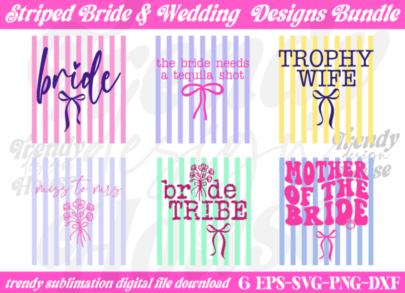 Unlocking Creative Potential with the Trendy Striped Wedding PNG Bundle Bride